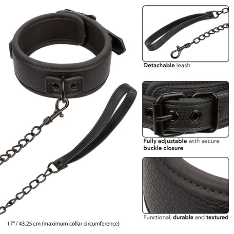 California Exotics - Nocturnal Collection Collar and Leash (Black)