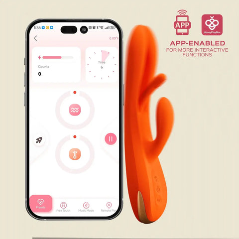 Honey Play Box - Terri App-Controlled Kinky Finger Tapping Rabbit Vibrator Orange
