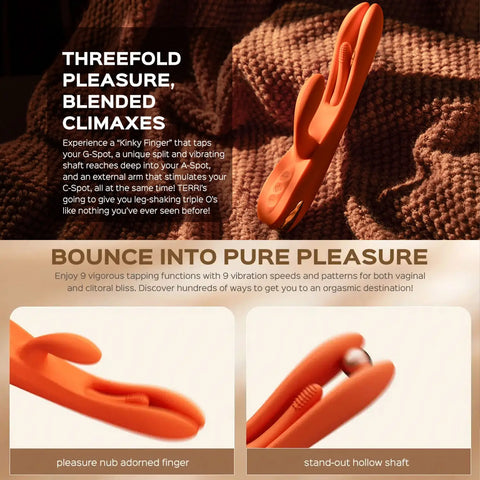 Honey Play Box - Terri App-Controlled Kinky Finger Tapping Rabbit Vibrator Orange