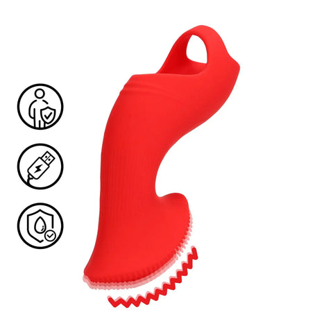 Loveline - Textured Finger Silicone Vibrator Sunrise Red