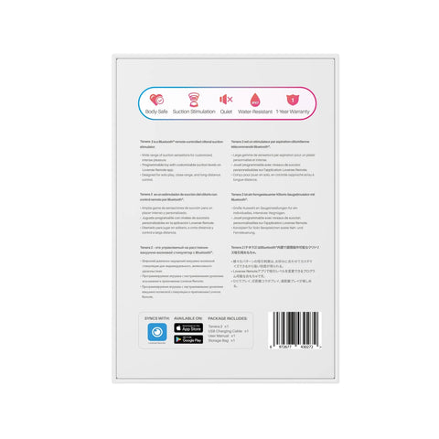 Lovense - Tenera 2 App-Controlled Clitoral Air Stimulator (Pink/Blue) Multi Colour