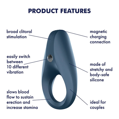 Satisfyer - Rings Plus Vibration Rechargeable Rocket Cock Ring (Dark Blue)
