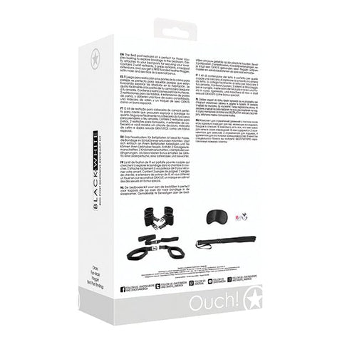 Shots - Ouch Black and White BDSM Bed Post Bindings Restraint Kit (Black)