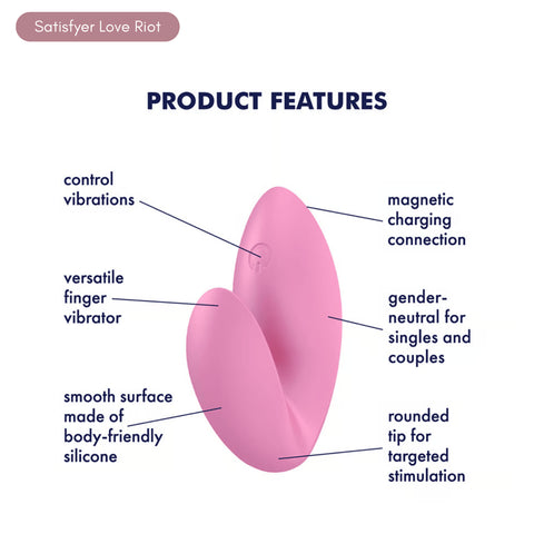 Satisfyer - Love Riot Silicone Finger Vibrator Pink