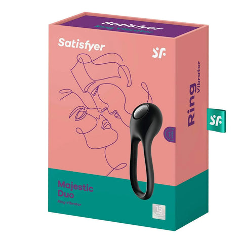 Satisfyer - Majestic Duo Silicone Vibrating Cock Ring (Black) - Black