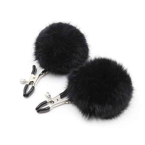 Black Dragon Noir Pom Nipple Clamps Black