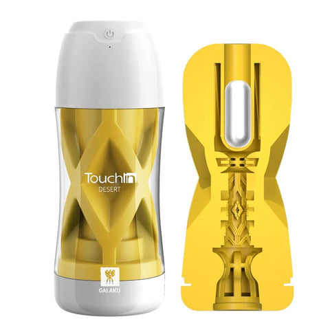 Galaku - Touch In Vibrating Masturbator Cup Stroker Yellow / Desert