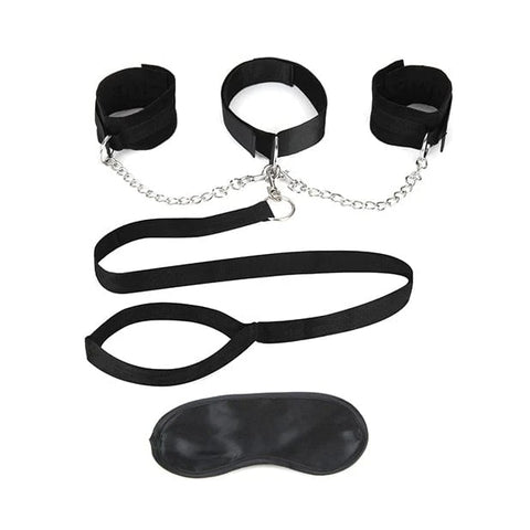 Lux Fetish - Collar Cuffs and Leash Set (Black)