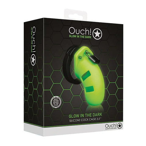 Shots - Ouch 3.5 Model 20 Cock Cage Glow in the Dark (Green)